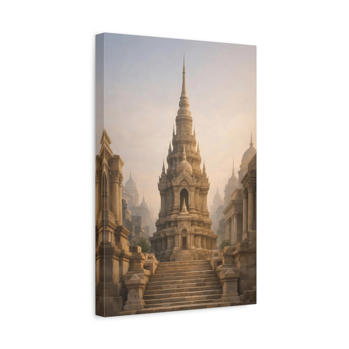 Side Mockup 4. Religious Ancient Temple Ancient Stone Temple shown as stretched canvas wall art