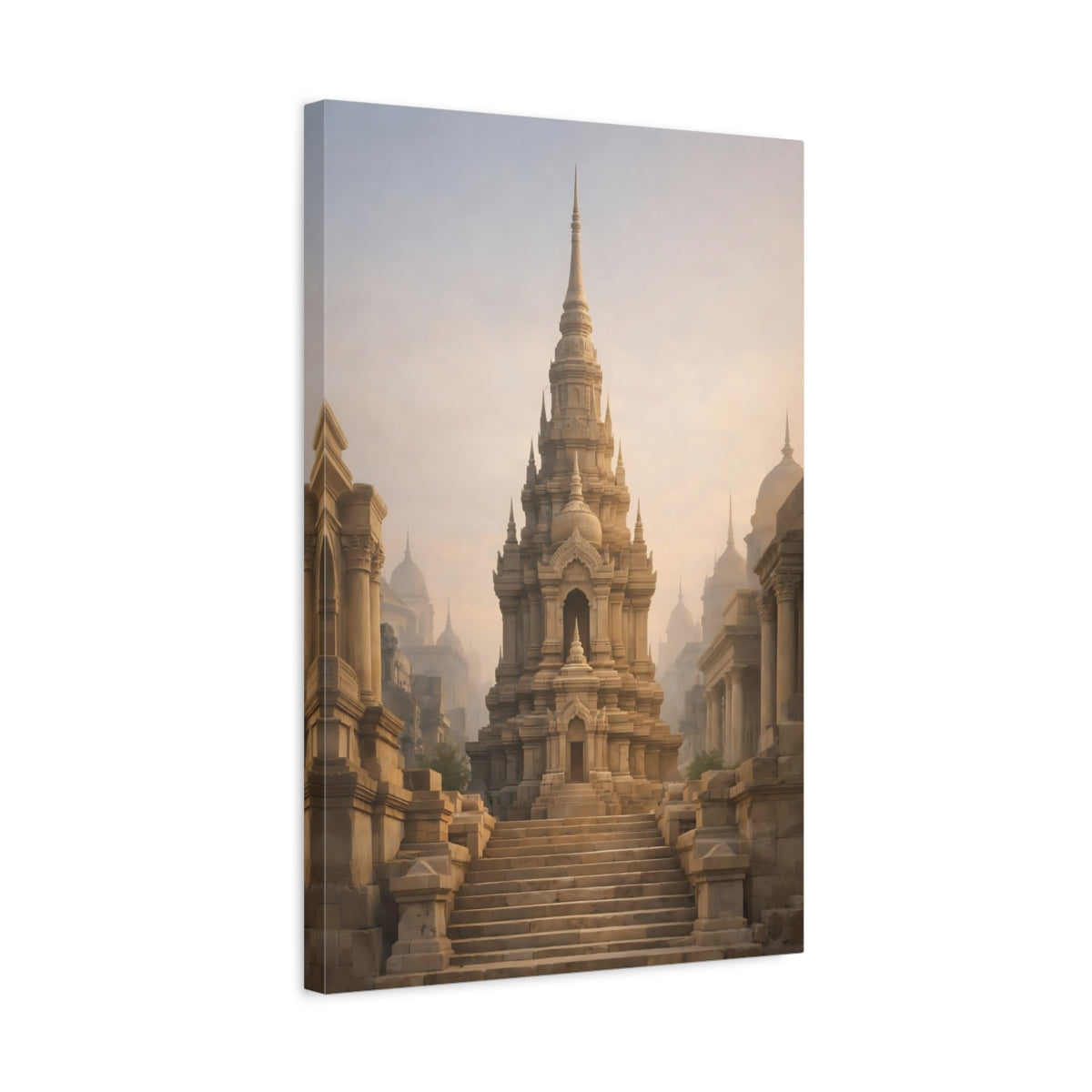 Side Mockup 3. Religious Ancient Temple Ancient Stone Temple shown as stretched canvas wall art