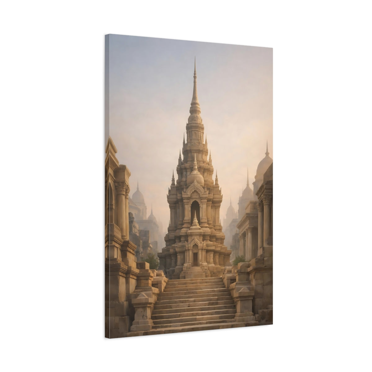 Side Mockup 1. Religious Ancient Temple Ancient Stone Temple shown as stretched canvas wall art