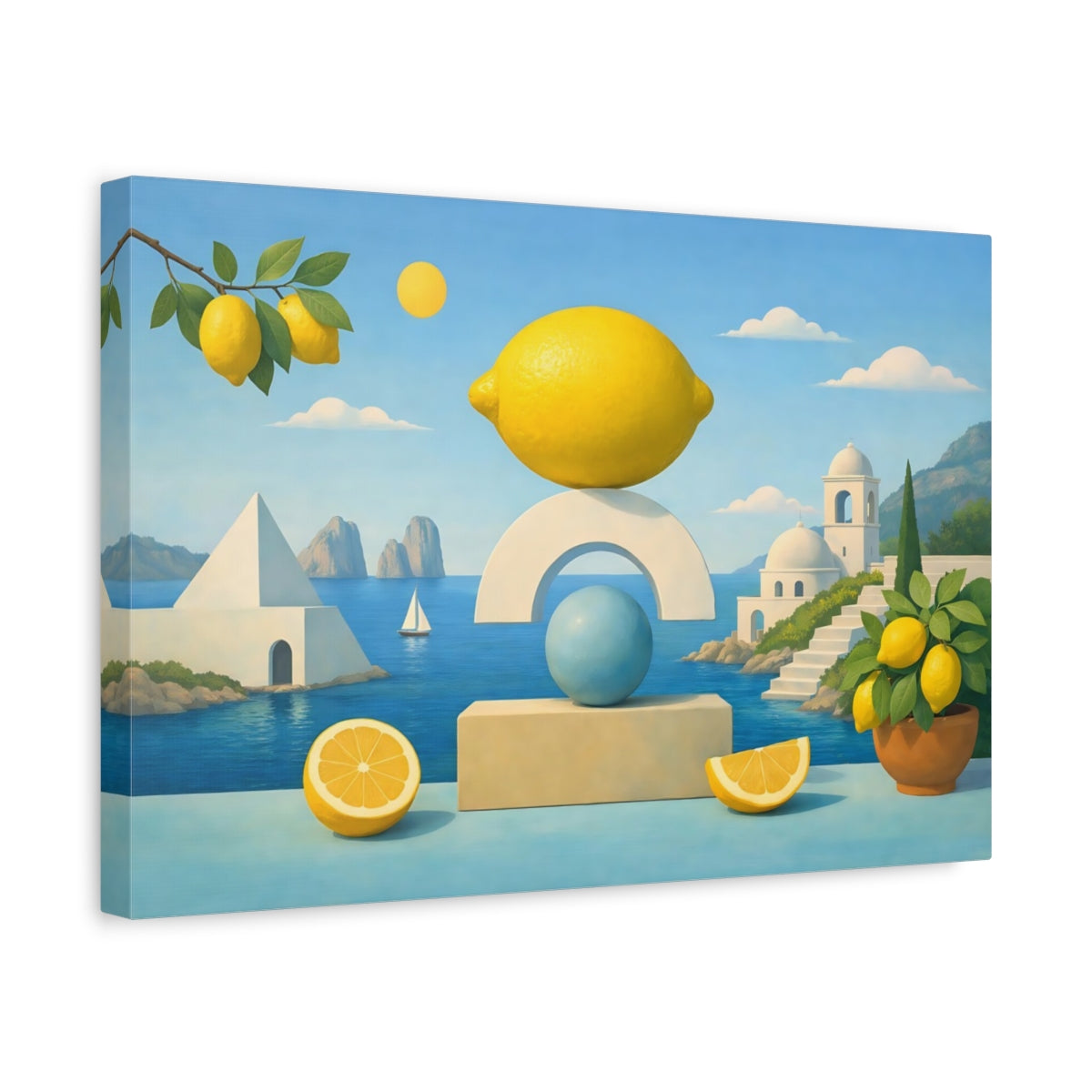 Citrons de Capri géométriques abstraits - Impression sur toile