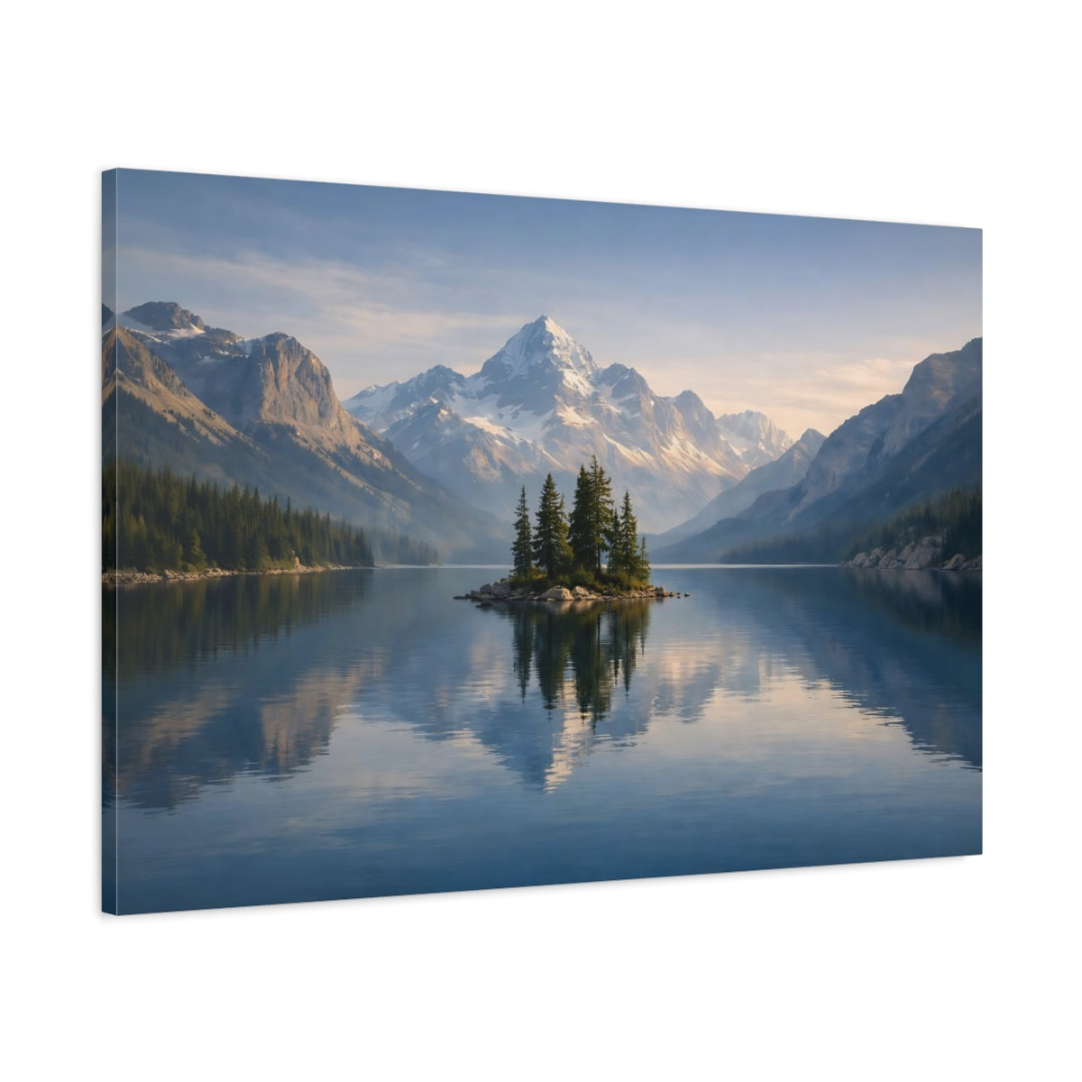 Contemporary Lake Mountains Nature - Canvas Wall Art Print