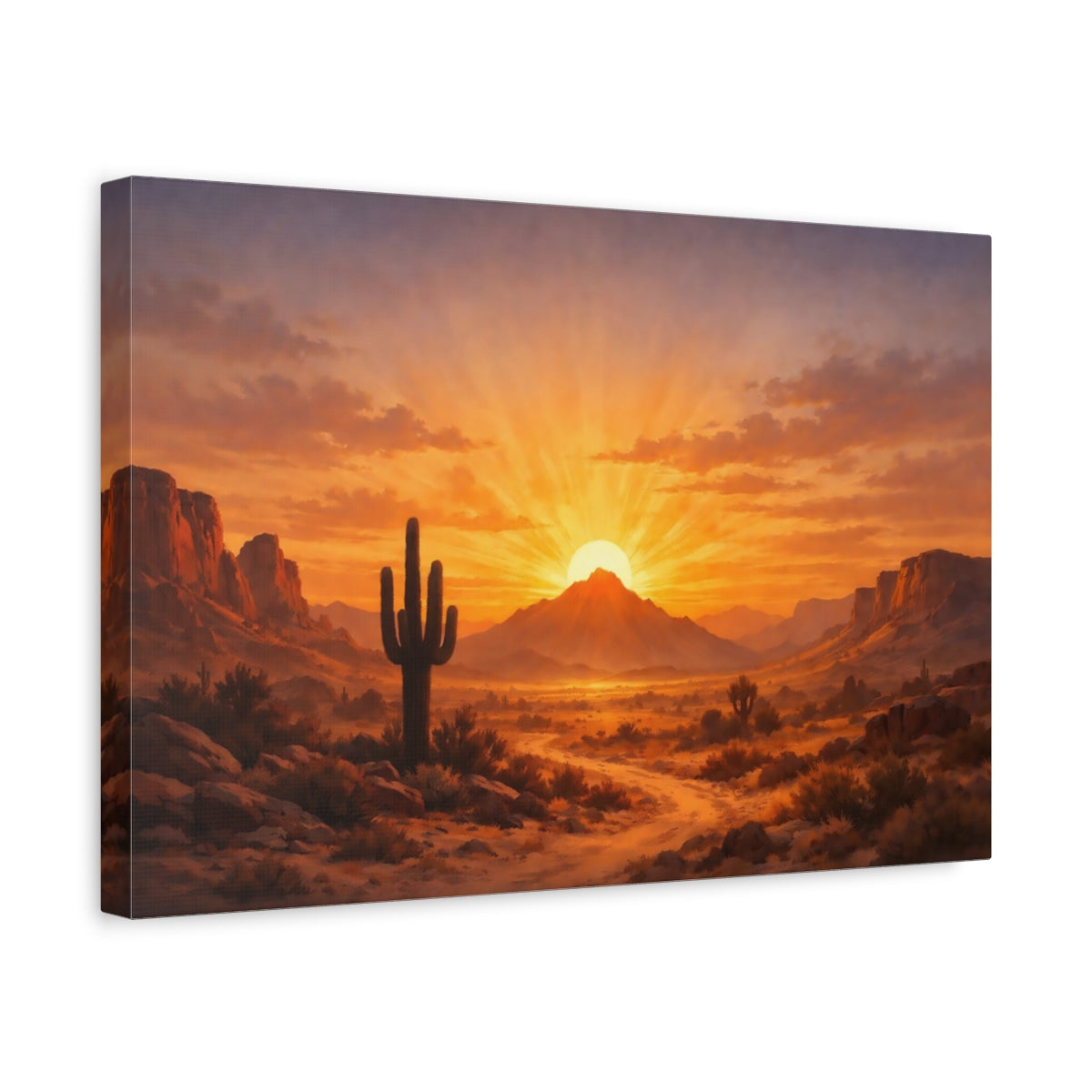 Vintage Desert Sunset Nature - Canvas Wall Art Print