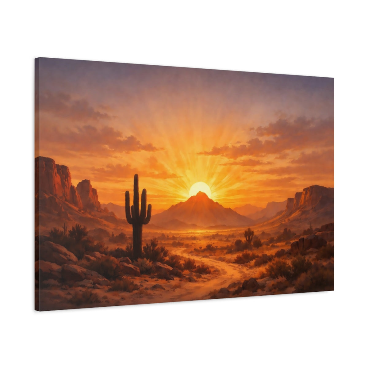 Vintage Desert Sunset Nature - Canvas Wall Art Print