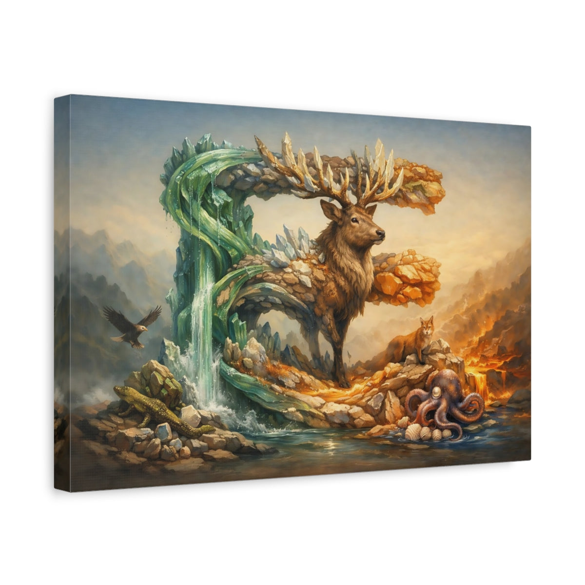 Animal Alphabet Crystal Deer Nature - Canvas Wall Art Print