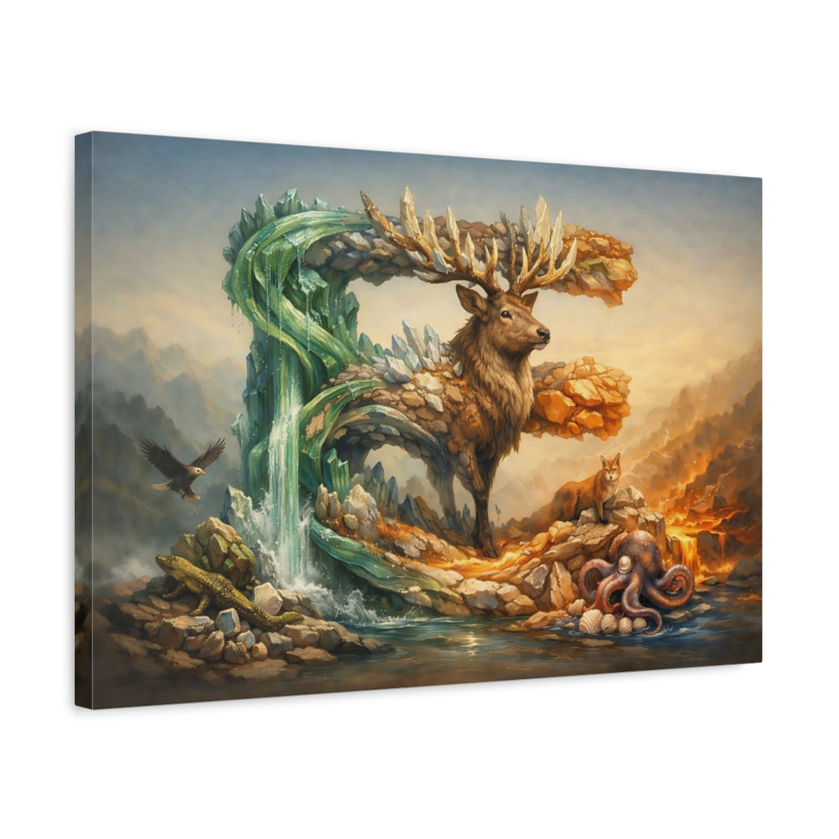 Animal Alphabet Crystal Deer Nature - Canvas Wall Art Print