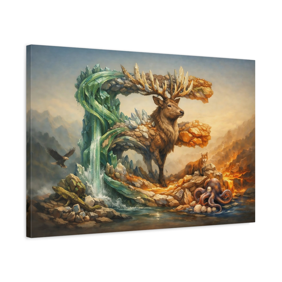 Animal Alphabet Crystal Deer Nature - Canvas Wall Art Print