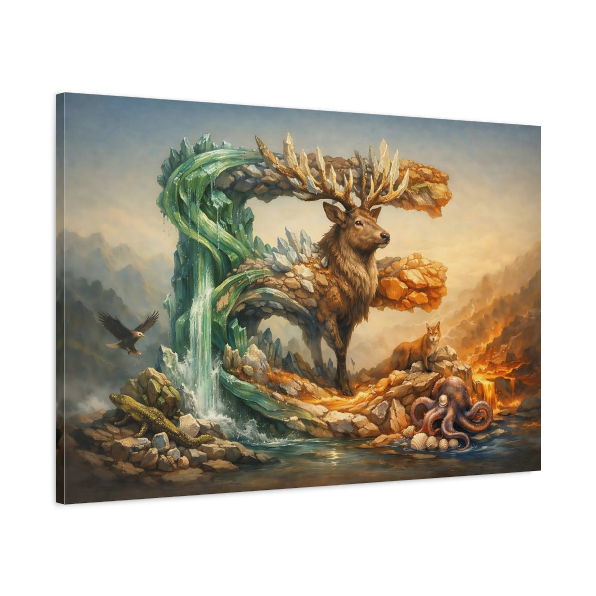 Animal Alphabet Crystal Deer Nature - Canvas Wall Art Print