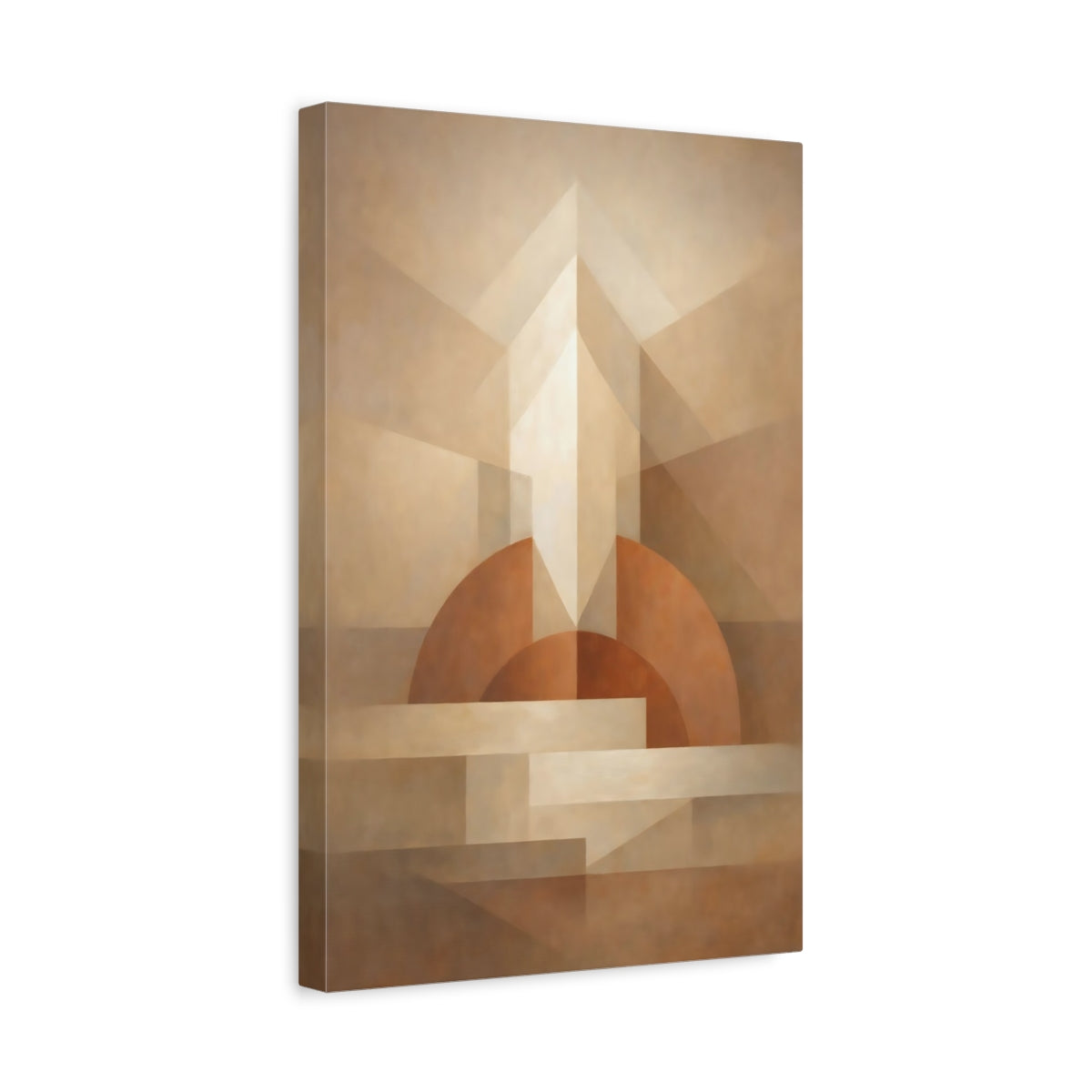 Side Mockup 4. Abstract Geometric Forms Neutral Tones shown as stretched canvas wall art
