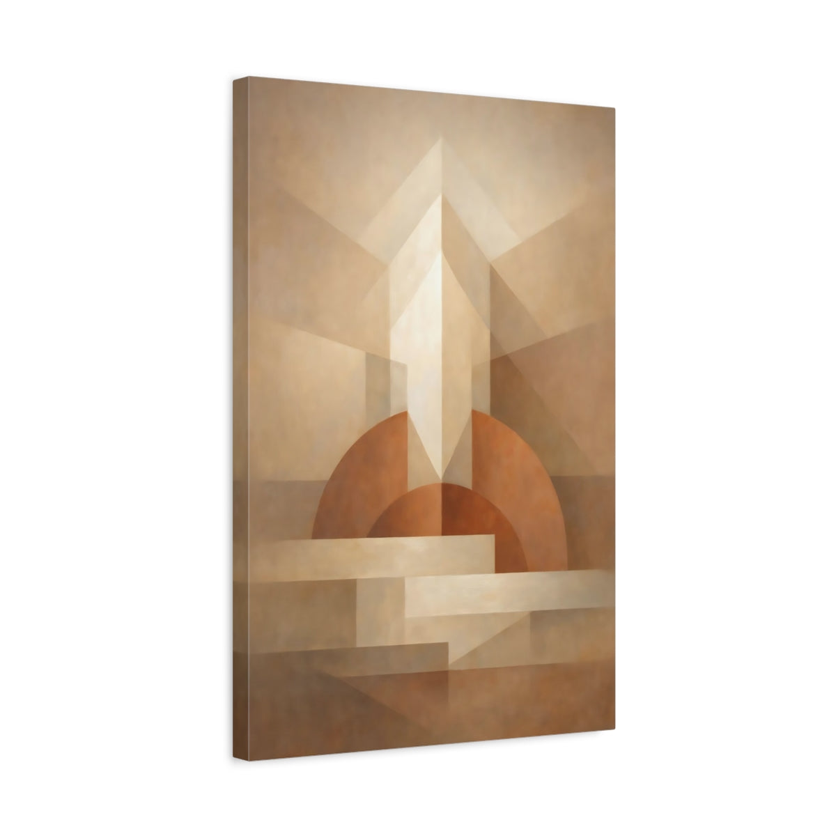 Side Mockup 3. Abstract Geometric Forms Neutral Tones shown as stretched canvas wall art