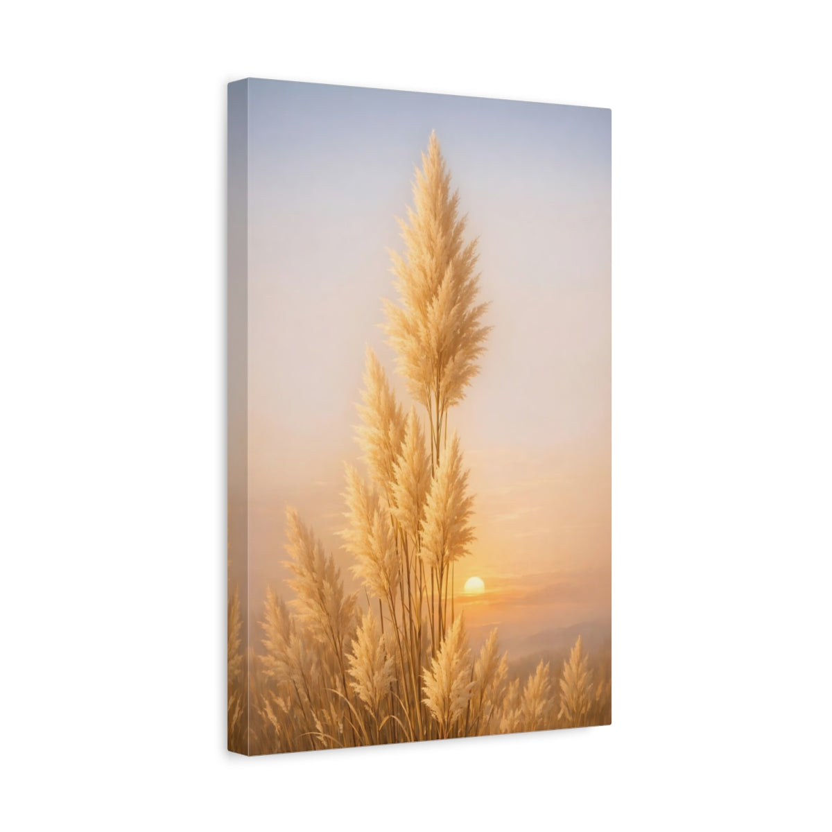 Side Mockup 4. Nature Pampas Grass Golden Pampas Grass shown as stretched canvas wall art