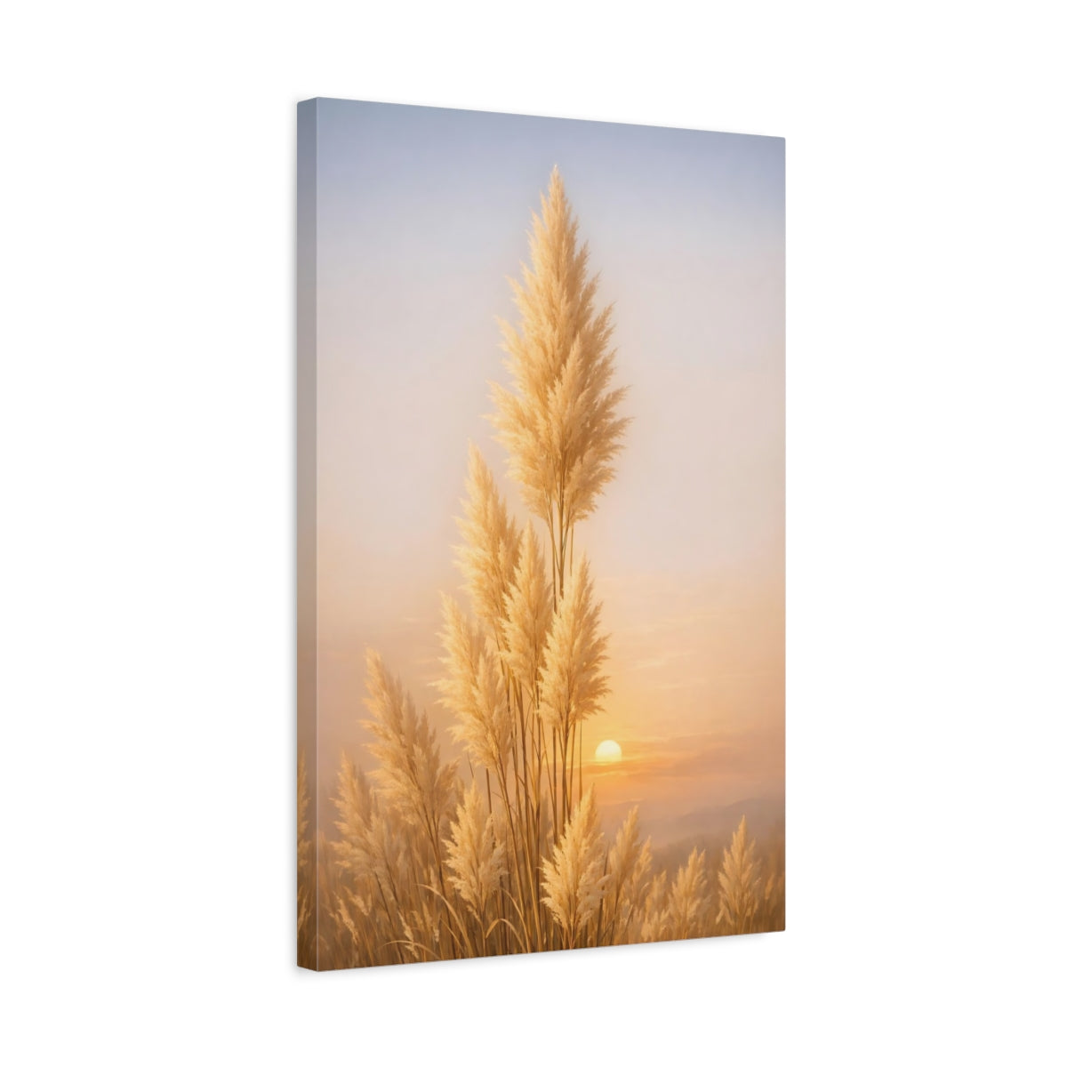 Side Mockup 3. Nature Pampas Grass Golden Pampas Grass shown as stretched canvas wall art