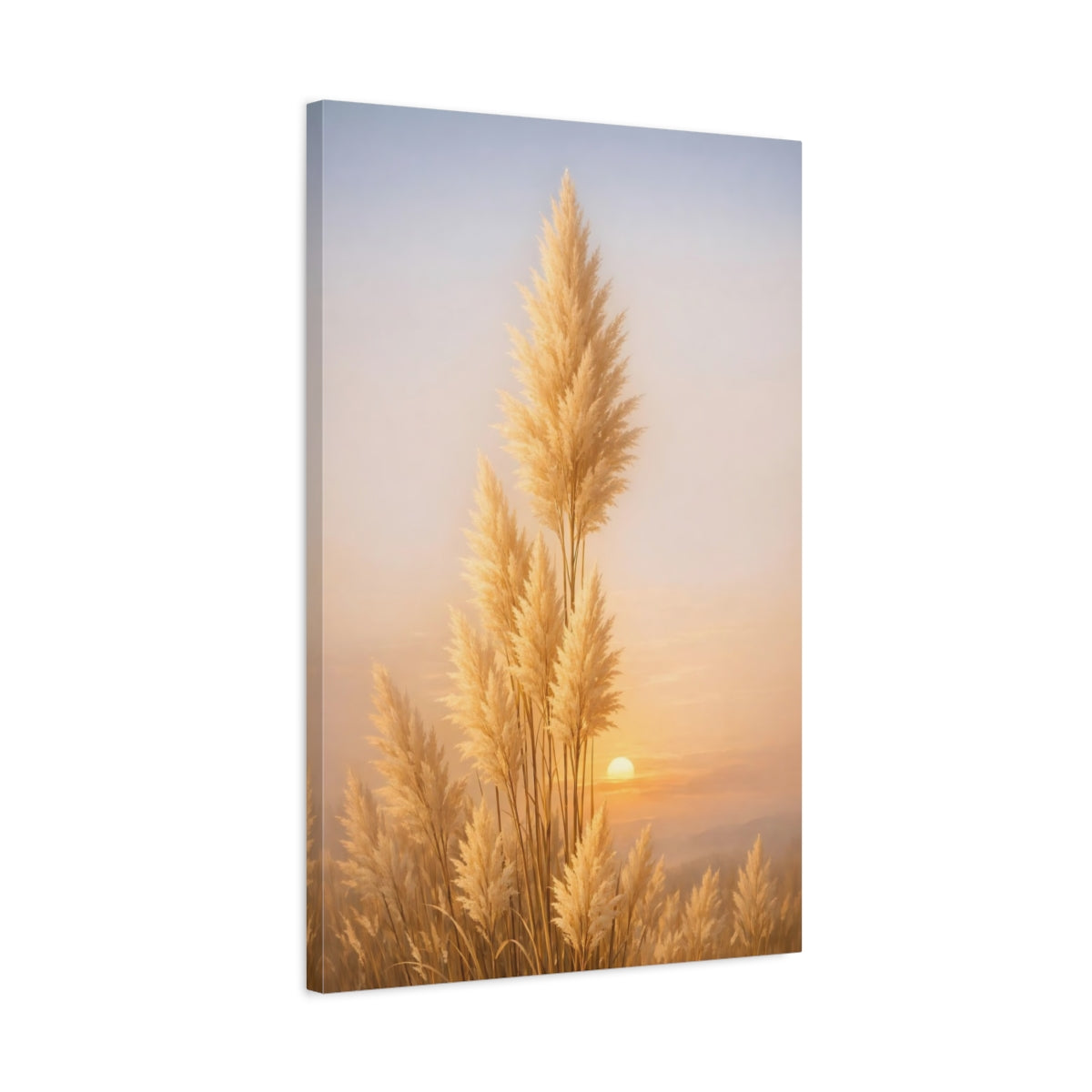 Side Mockup 2. Nature Pampas Grass Golden Pampas Grass shown as stretched canvas wall art