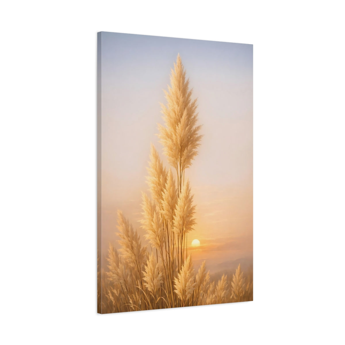 Side Mockup 1. Nature Pampas Grass Golden Pampas Grass shown as stretched canvas wall art