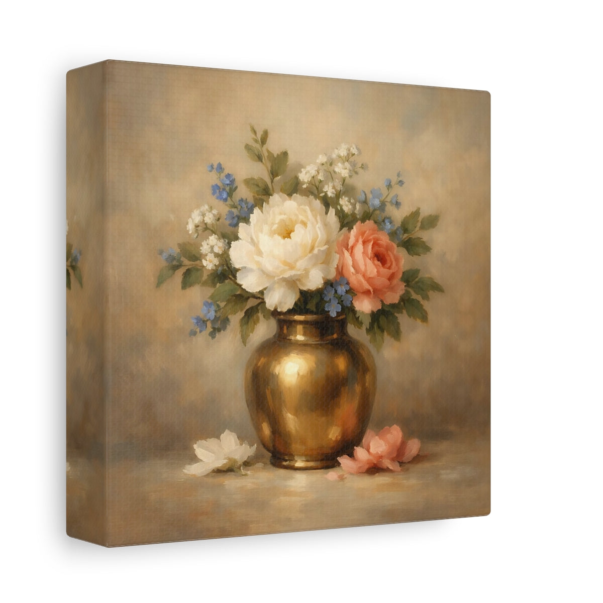 Side Mockup 1. Floral Floral Bouquet Vintage Floral shown as stretched canvas wall art