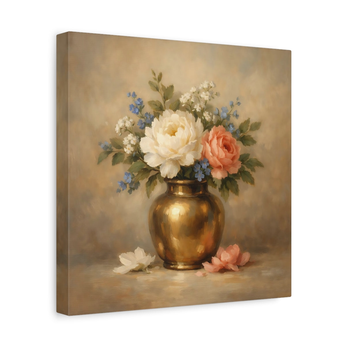 Side Mockup 8. Floral Floral Bouquet Vintage Floral shown as stretched canvas wall art