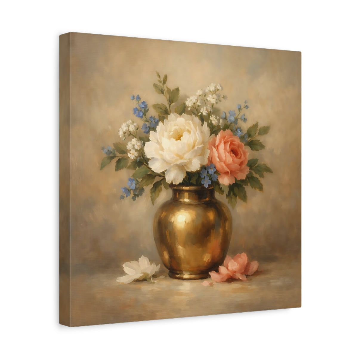 Side Mockup 7. Floral Floral Bouquet Vintage Floral shown as stretched canvas wall art