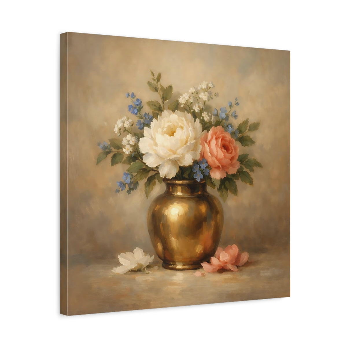 Side Mockup 5. Floral Floral Bouquet Vintage Floral shown as stretched canvas wall art