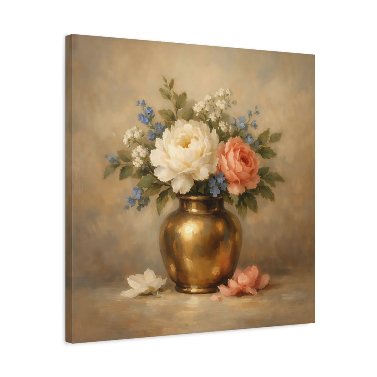 Side Mockup 4. Floral Floral Bouquet Vintage Floral shown as stretched canvas wall art