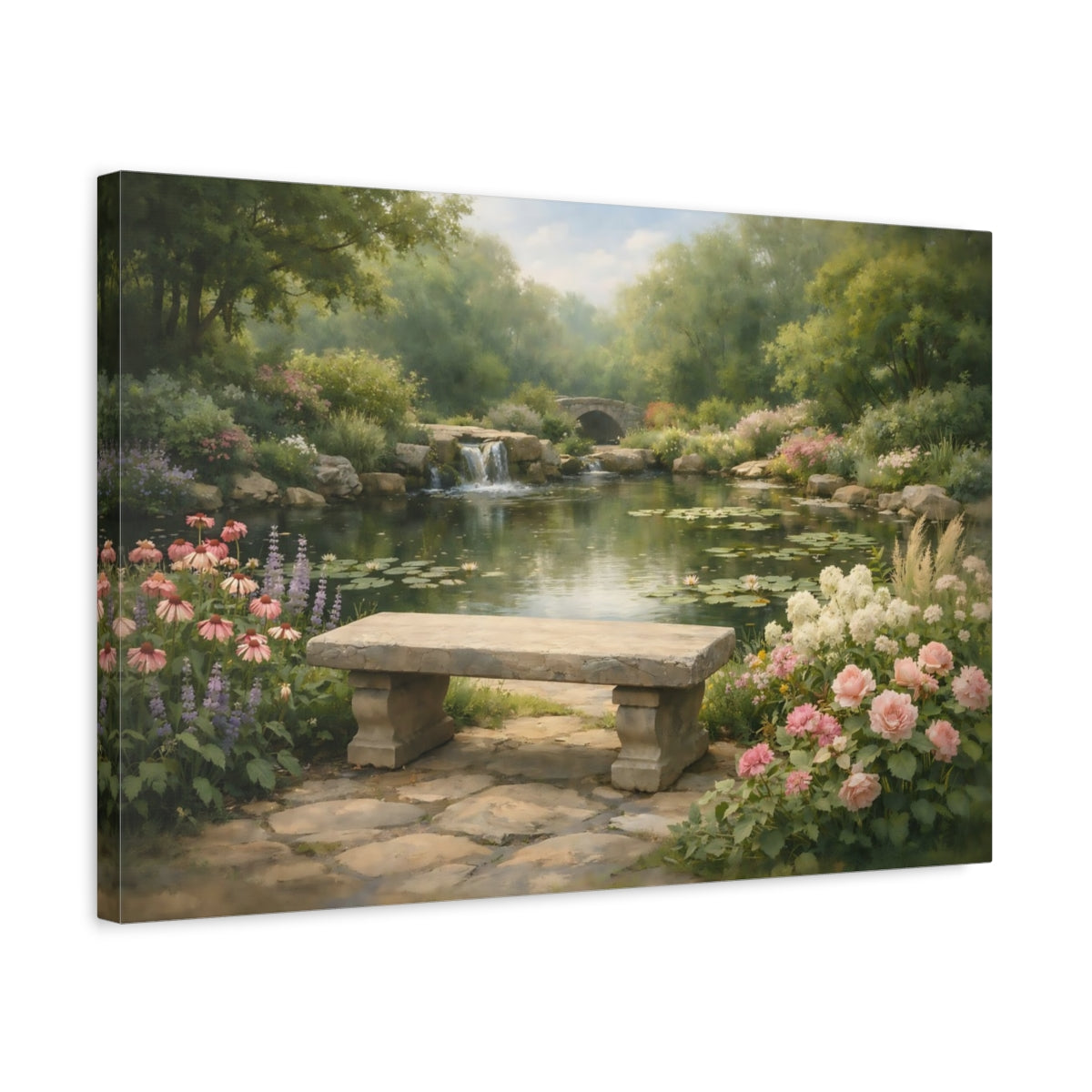 Garden Greenery Pond Nature - Canvas Wall Art Print