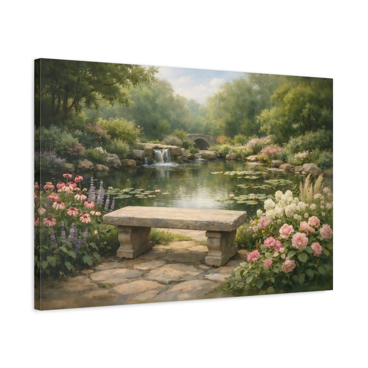 Garden Greenery Pond Nature - Canvas Wall Art Print