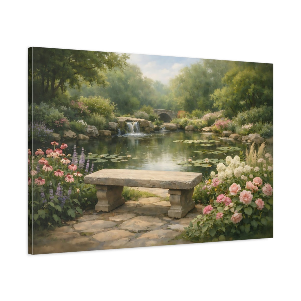 Garden Greenery Pond Nature - Canvas Wall Art Print