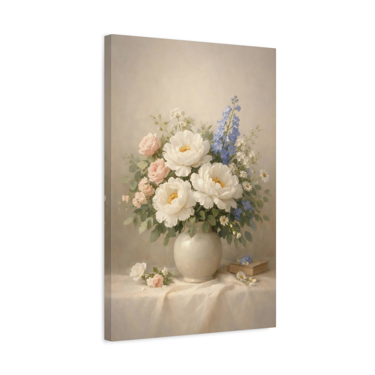 Side Mockup 3. Floral Floral Bouquet Soft Floral Bouquet shown as stretched canvas wall art
