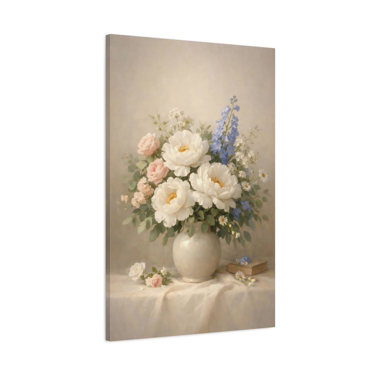 Side Mockup 1. Floral Floral Bouquet Soft Floral Bouquet shown as stretched canvas wall art