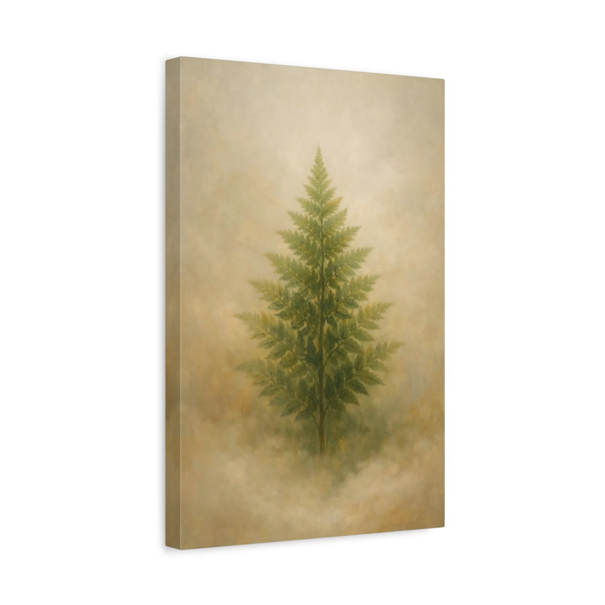 Side Mockup 4. Nature Fern Green Fern shown as stretched canvas wall art