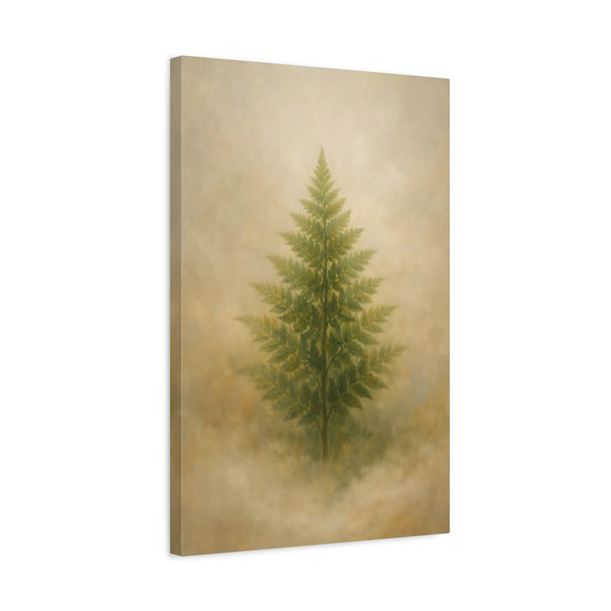 Side Mockup 3. Nature Fern Green Fern shown as stretched canvas wall art