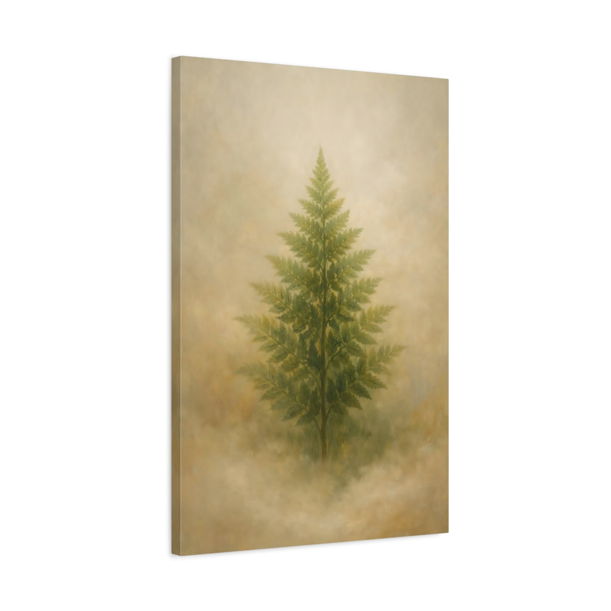Side Mockup 2. Nature Fern Green Fern shown as stretched canvas wall art
