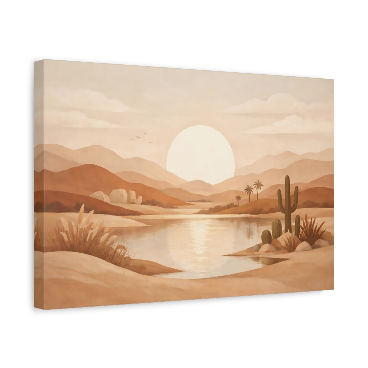 Boho Landscape Earth Tones Desert Oasis Nature - Canvas Wall Art Print