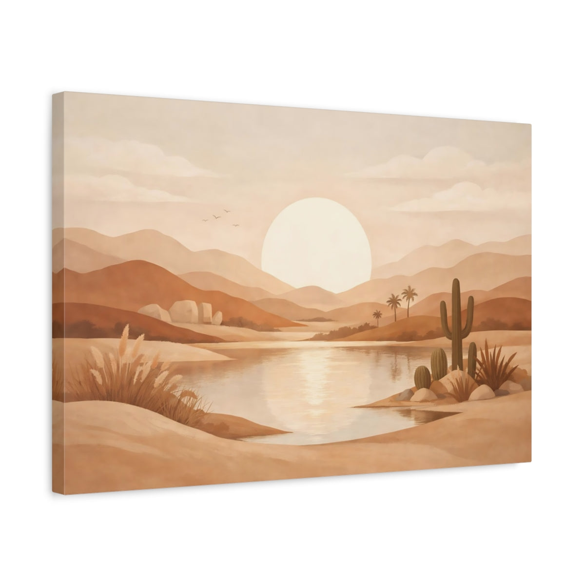 Boho Landscape Earth Tones Desert Oasis Nature - Canvas Wall Art Print