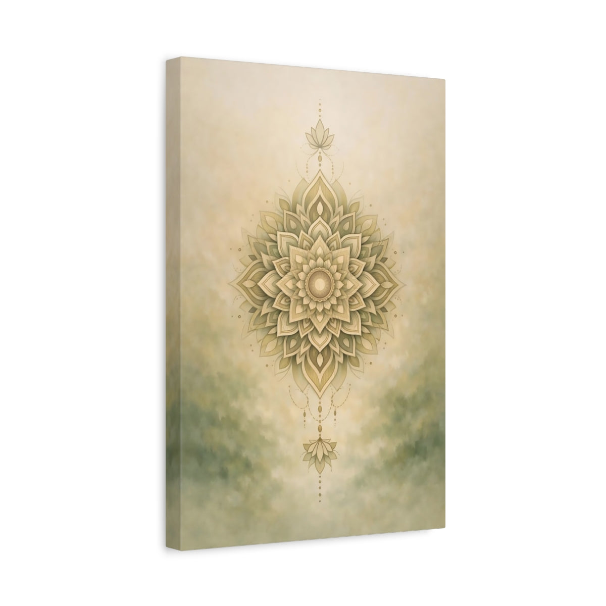 Side Mockup 4. Abstract Mandala Neutral Mandala shown as stretched canvas wall art