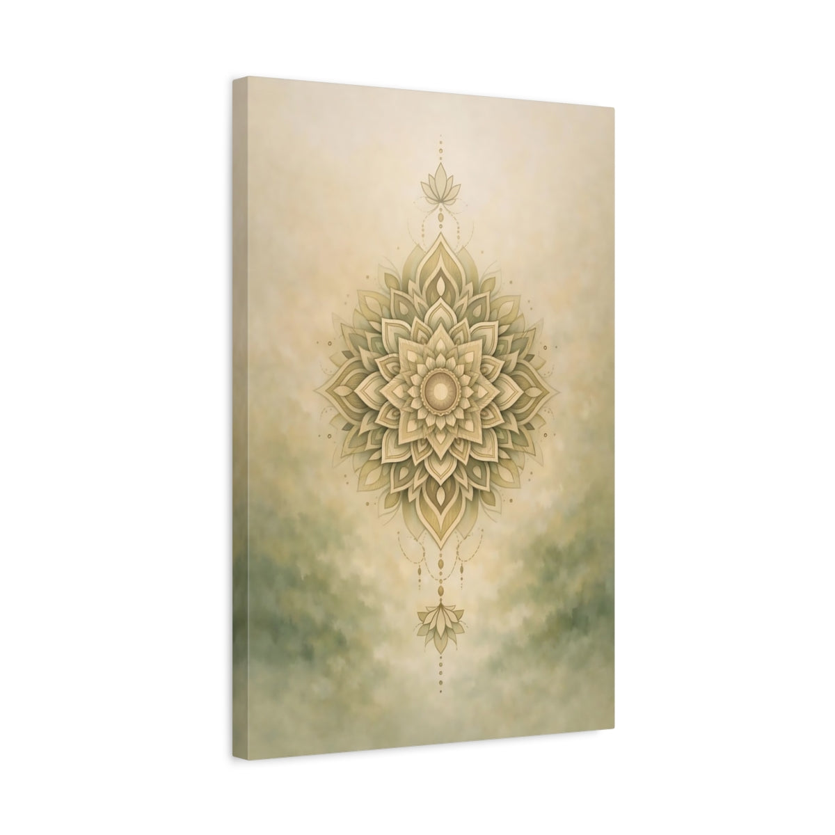 Side Mockup 3. Abstract Mandala Neutral Mandala shown as stretched canvas wall art