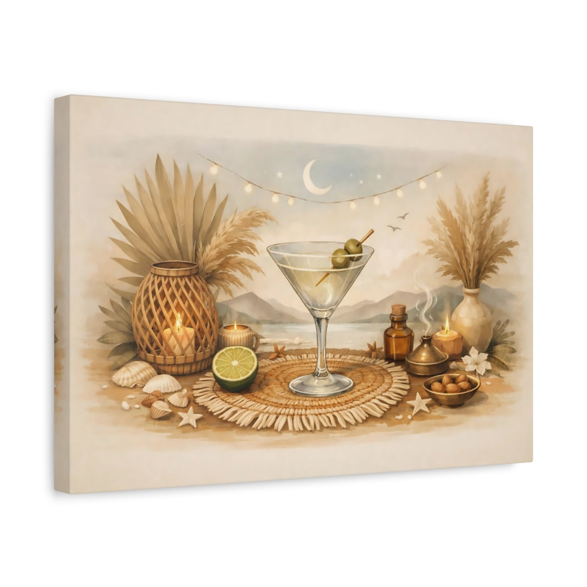 Boho Martini Time Nature - Canvas Wall Art Print