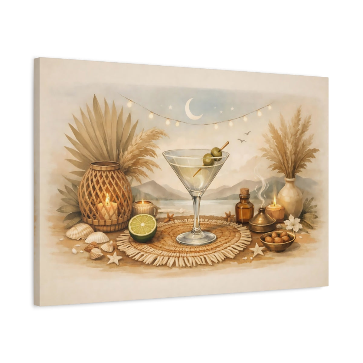 Boho Martini Time Nature - Canvas Wall Art Print