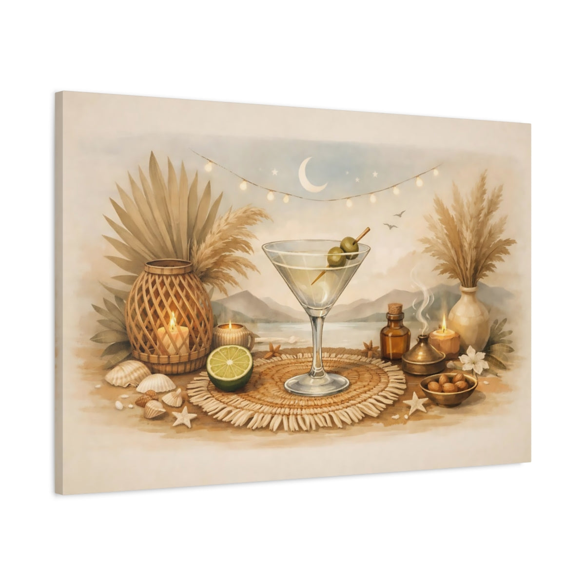 Boho Martini Time Nature - Canvas Wall Art Print