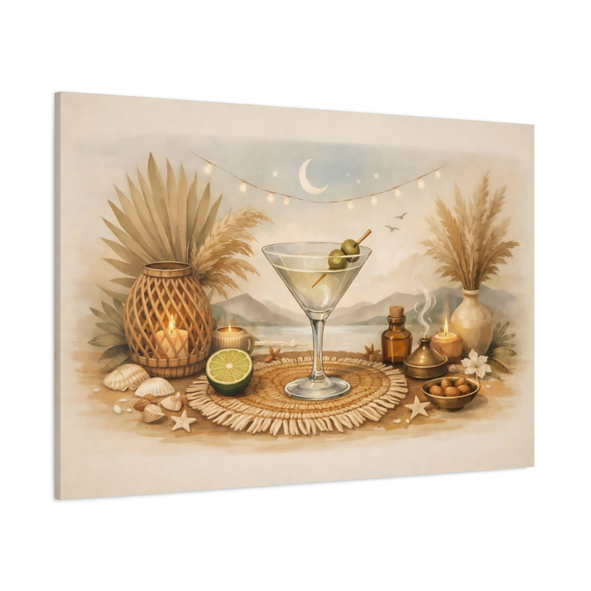 Boho Martini Time Nature - Canvas Wall Art Print