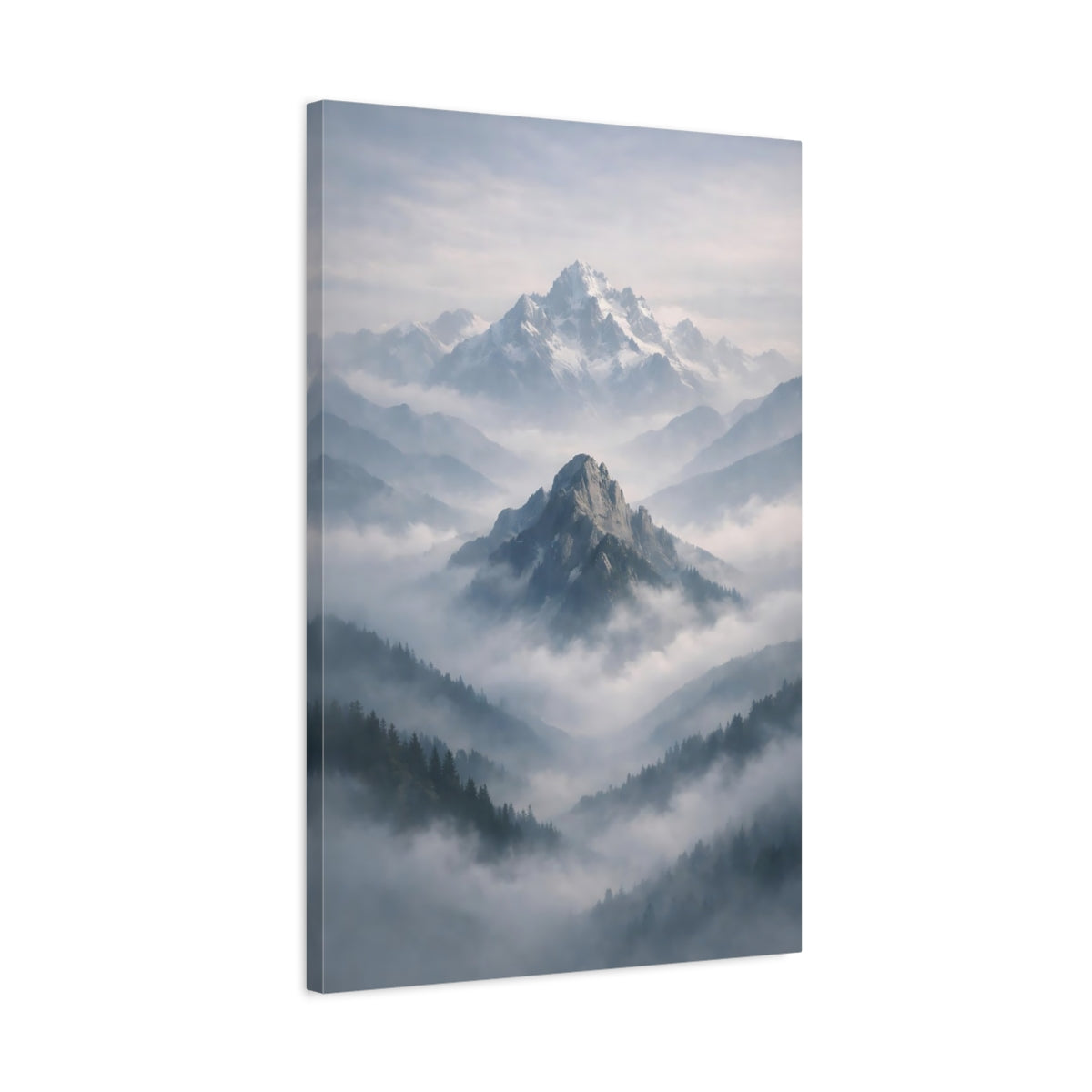 Nature Mountains Misty Landscape - Canvas Wall Art Print