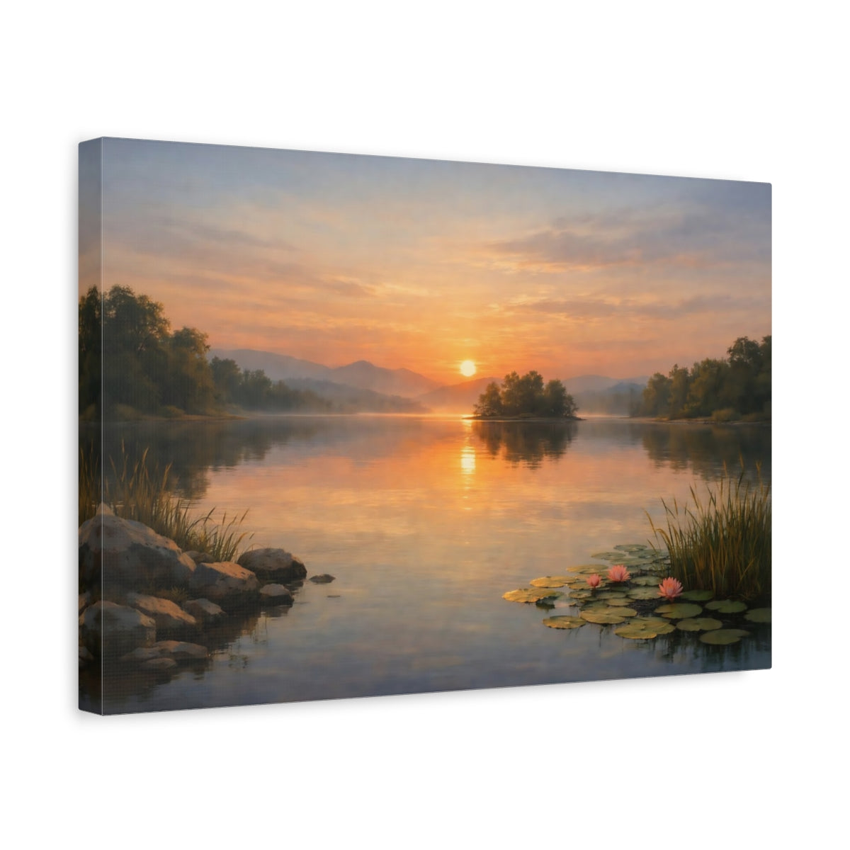 Nature Lake Sunset - Canvas Wall Art Print