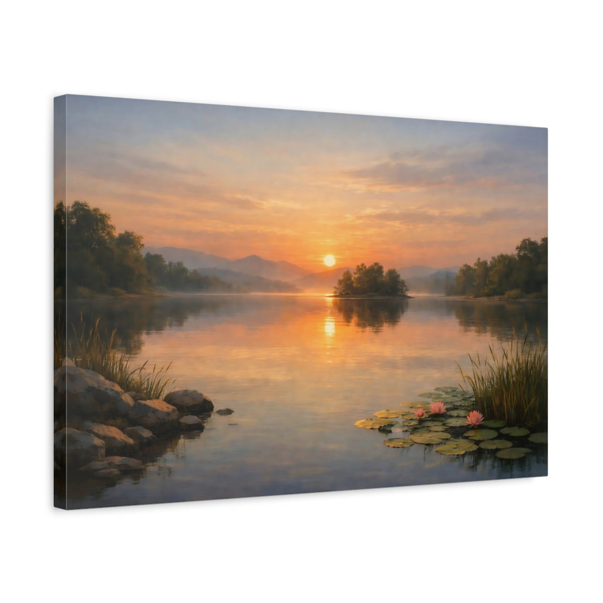Nature Lake Sunset - Canvas Wall Art Print