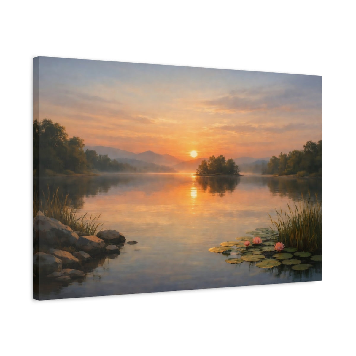 Nature Lake Sunset - Canvas Wall Art Print