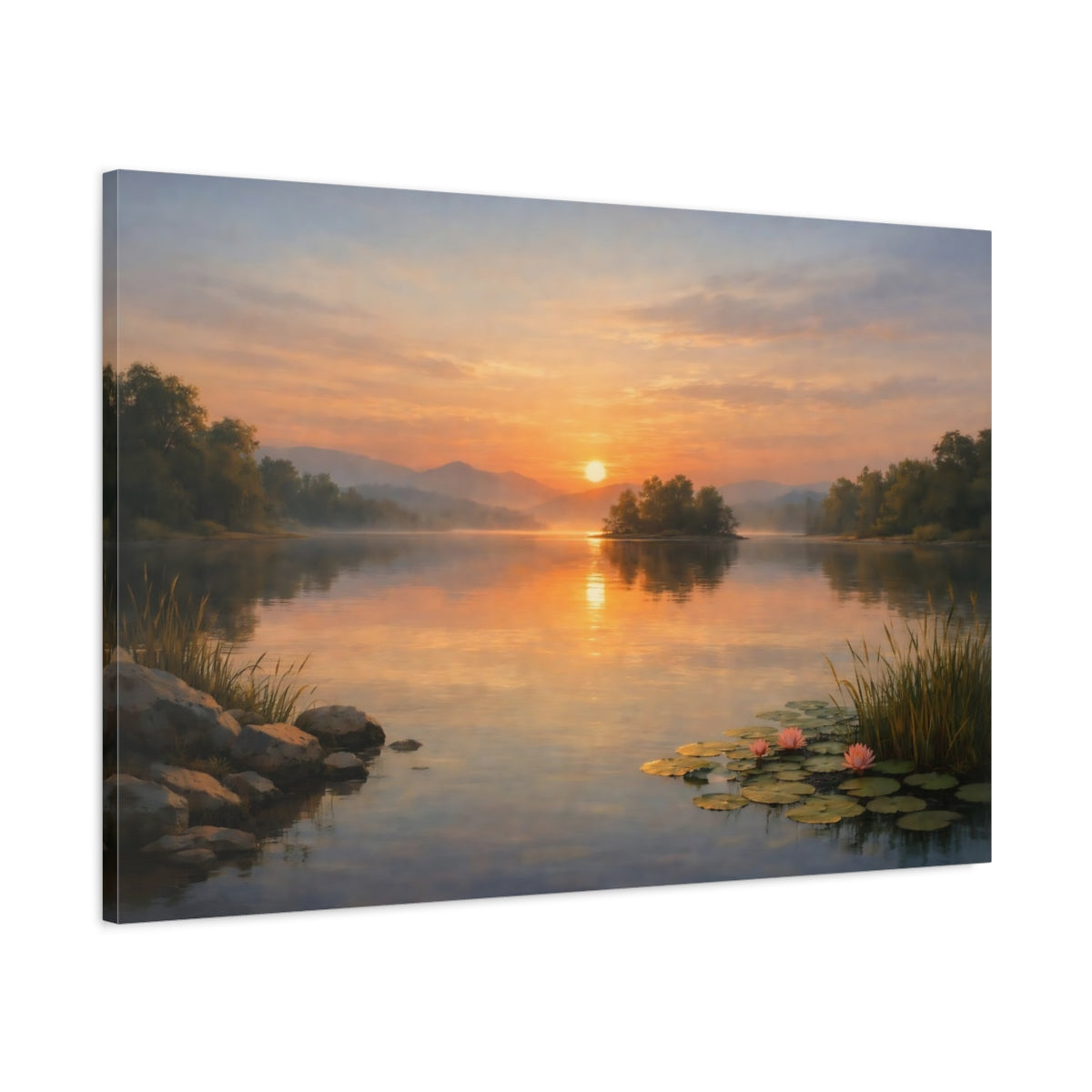 Nature Lake Sunset - Canvas Wall Art Print