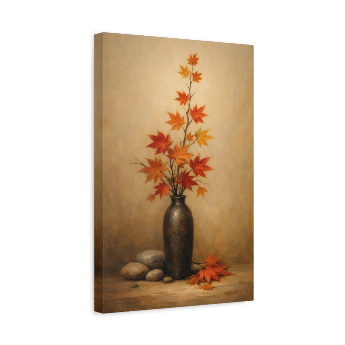 Side Mockup 4. Nature Maple Leaves Autumn Maple Leaves shown as stretched canvas wall art
