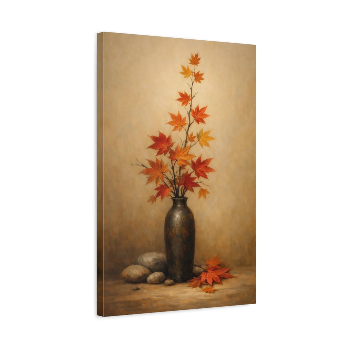 Side Mockup 3. Nature Maple Leaves Autumn Maple Leaves shown as stretched canvas wall art