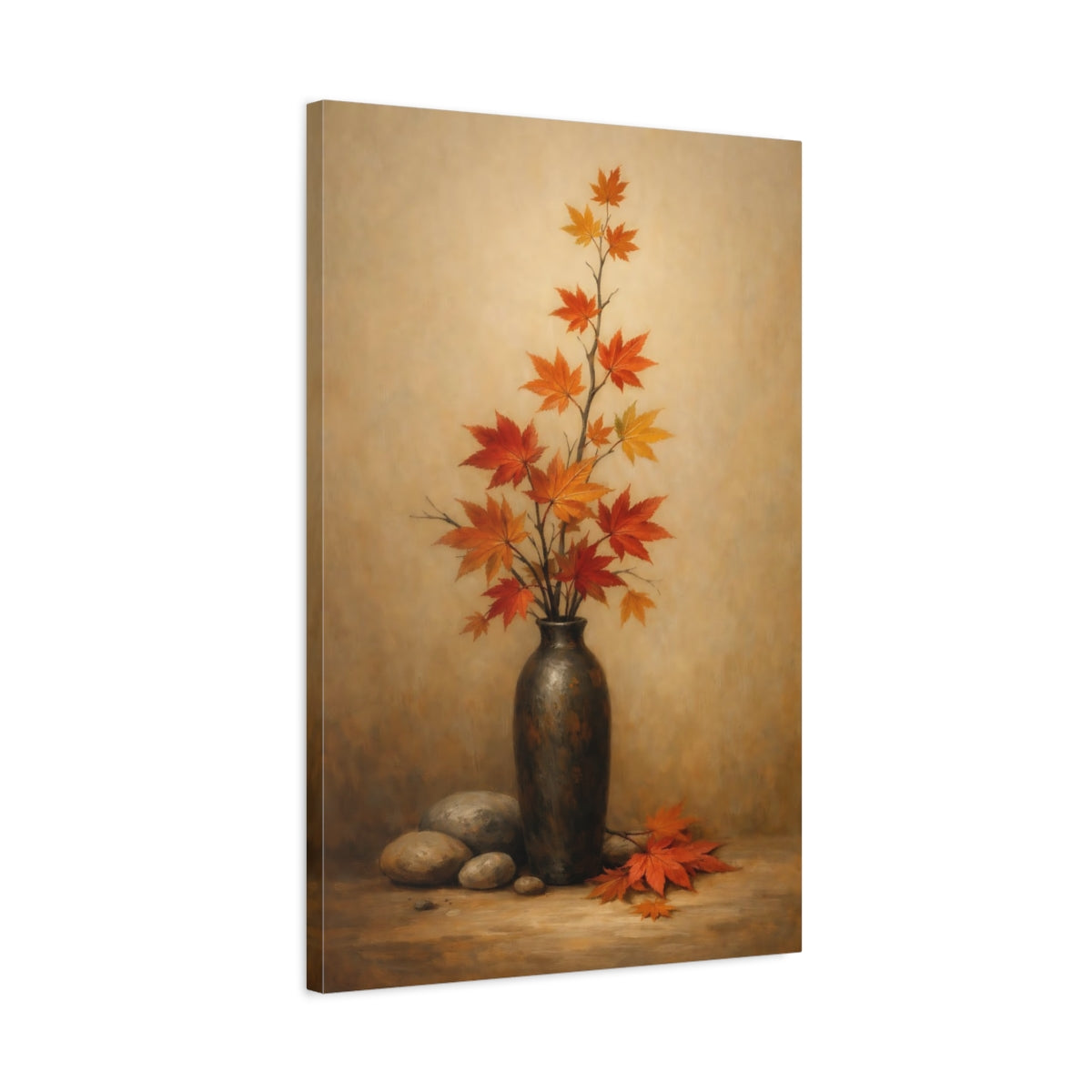 Side Mockup 2. Nature Maple Leaves Autumn Maple Leaves shown as stretched canvas wall art