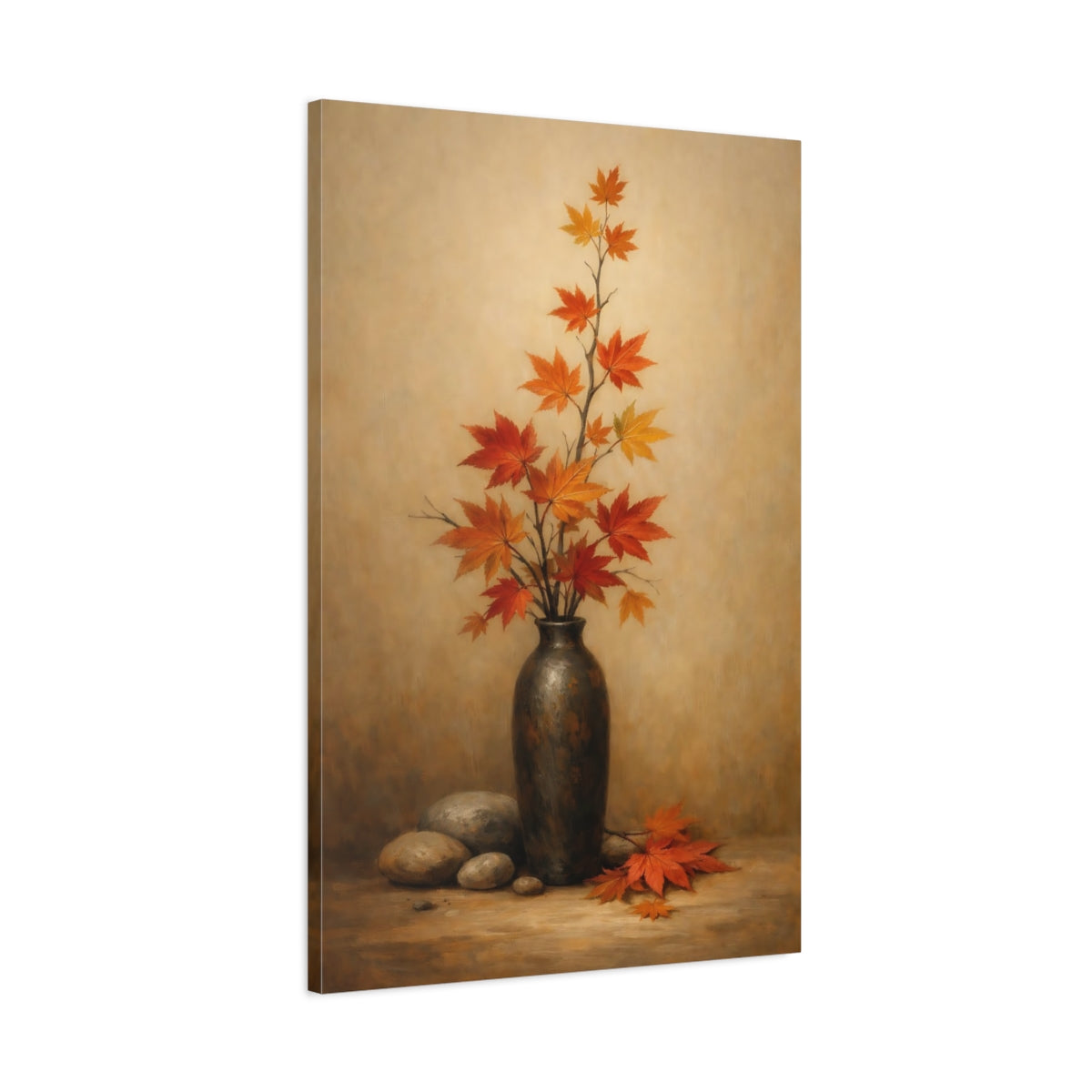 Side Mockup 1. Nature Maple Leaves Autumn Maple Leaves shown as stretched canvas wall art