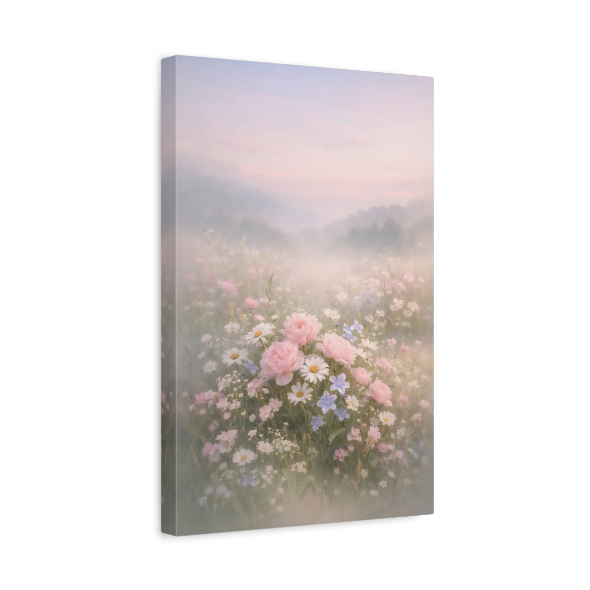 Floral Wildflowers Misty Field - Canvas Wall Art Print