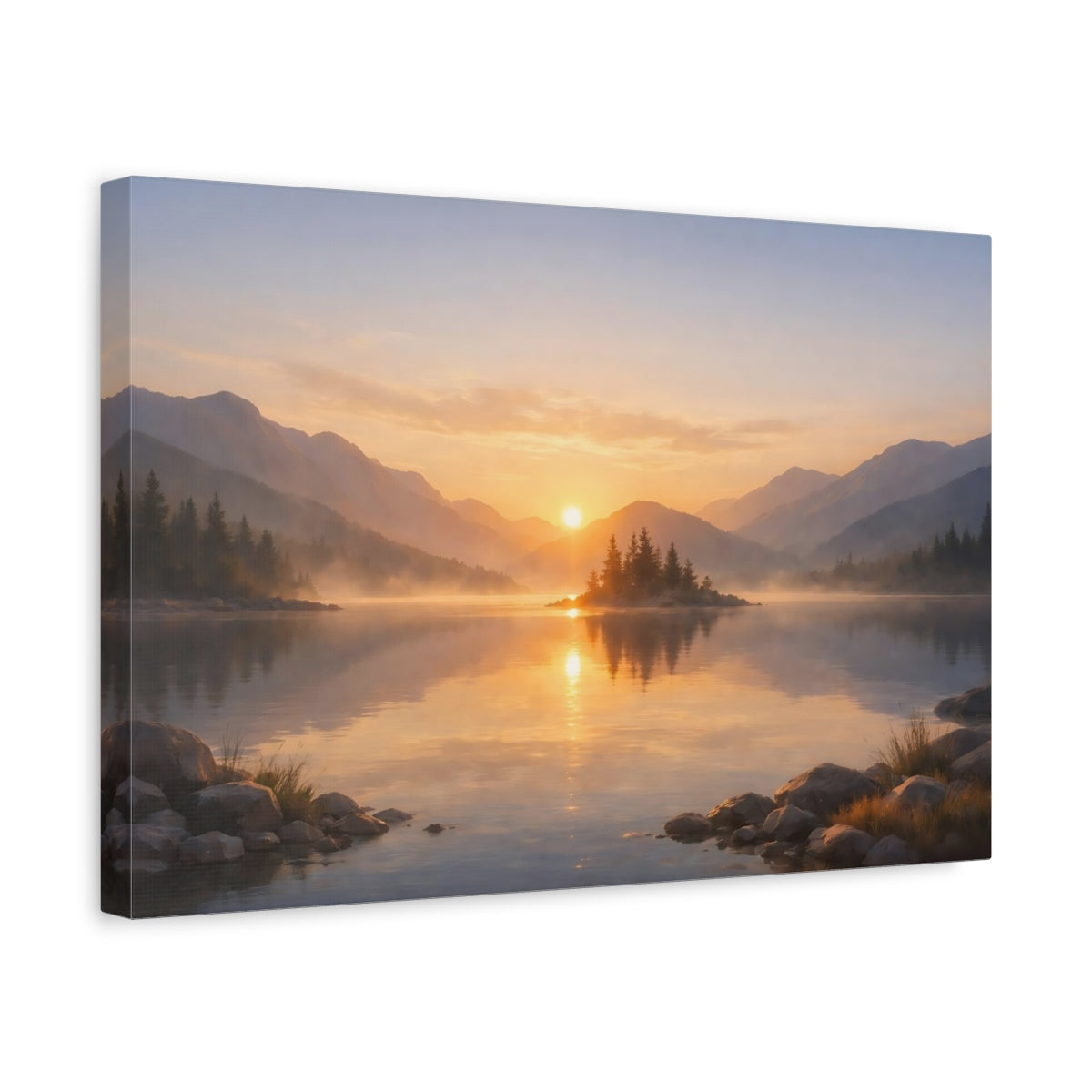 Landscape Sunrise Mountain Lake Nature - Canvas Wall Art Print