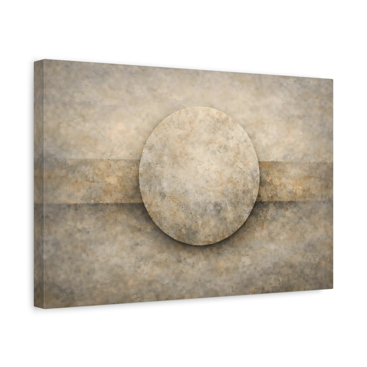 Abstract Textured Circle Beige And Brown - Canvas Wall Art Print